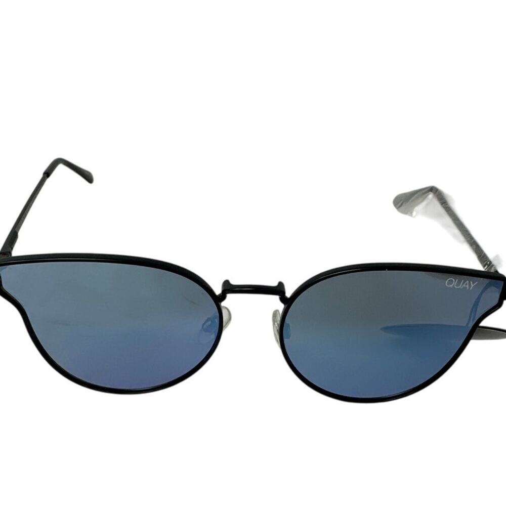 Quay Australia Blue Mirrored Aviator Cat Eye Sunglasses NWT w/ Case Pouch